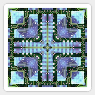 Circuitboard fire Kaleidoscope Pattern (Seamless) 24 Sticker